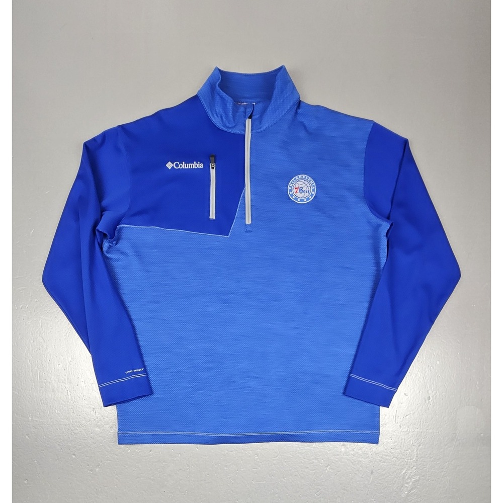 Columbia Philadelphia 76ers Pullover Mens Large‎ Golf Omni-Heat Qt. Zip Blue NBA